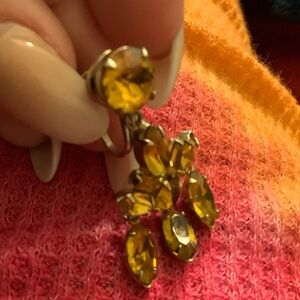 Vintage canary, yellow screwback chandelier topaz earrings.